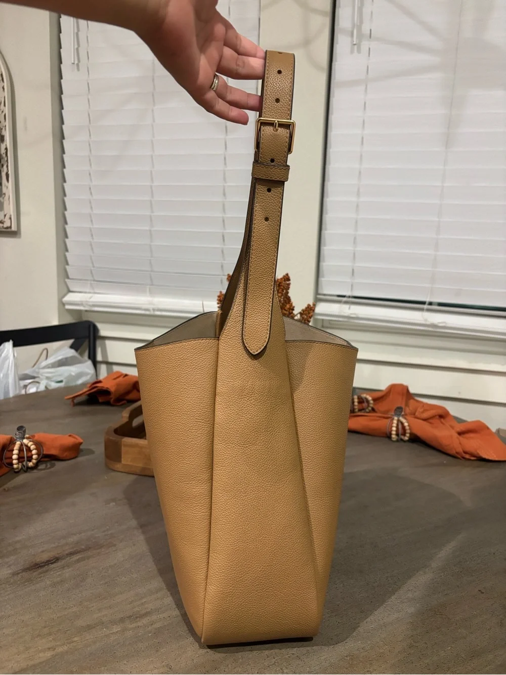 Tory Burch Tan Pebbled Leather Shoulder Bag